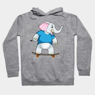 Elephant as Skater with Skateboard Hoodie